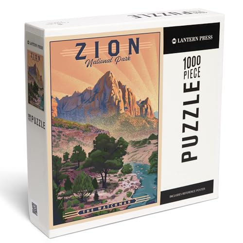 Lantern Press Puzzle mit 1000 Teilen, Zion National Park, Utah, Lithographie, The Watchman von Lantern Press