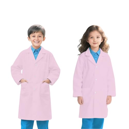 Laborkittel für Kinder, Mädchen, Unisex, weißer Kittel, Labor, Medizin, Wissenschaftler, Studenten, Schule für Jungen, Mädchen, Cosplay, mit Taschen, Kostüme, Größenbereich von 3 bis 12 Jahren von Lanunlly
