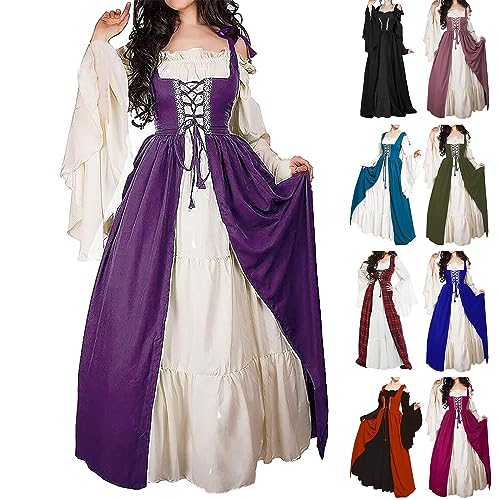 Mittelalterliches Kleid für Damen, Vintage, originelles Halloween-Kostüm, elegant, schulterfrei, Karneval, große Größen, Halloween-Kostüm, für Mittelalter, Gothic, Queen, Prinzessin, Cocktail, Abend von Lanunlly