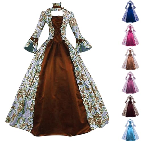 Mittelalterliches Kleid für Damen, elegant, Vintage, Halloweenkostüm, originell, Retro, quadratischer Kragen, Karneval, große Größen, Halloween-Kostüm, für Mittelalter, Queen-Palast, Gothic, Nacht von Lanunlly