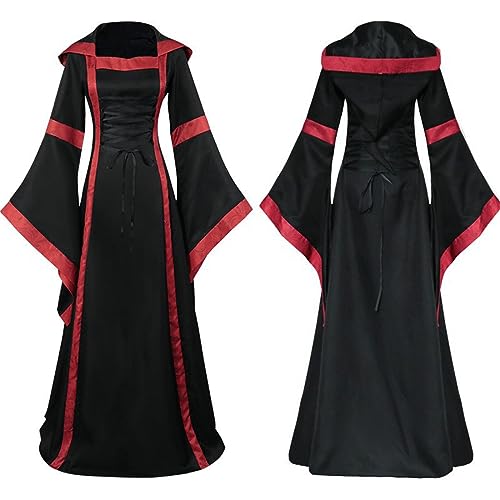 Mittelalterliches Kleid für Damen, elegant, originelles Halloween-Kostüm, Vintage, Trompetenärmel, mittelalterliche Kleider, Übergröße, Karnevalskostüme für Halloween, Prinzessin, Gothic, Party von Lanunlly