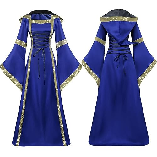 Mittelalterliches Kleid für Damen, elegant, originelles Halloween-Kostüm, Vintage, Trompetenärmel, mittelalterliche Kleider, Übergröße, Karnevalskostüme für Halloween, Prinzessin, Gothic, Party von Lanunlly