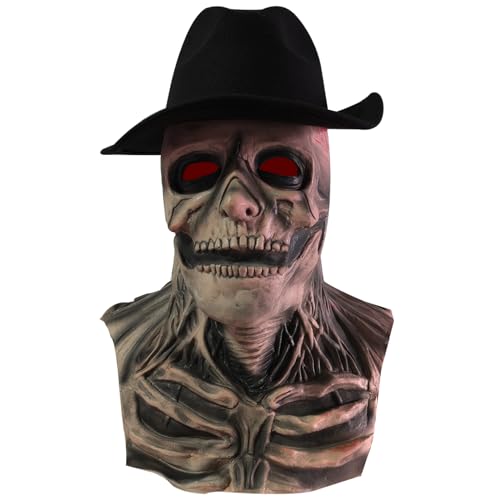 Halloween -Dekoration Full Head Skull Maske mit Hut Halloween gruselige gruselige realistische Größe Latex Skelett Gesichtsmasken für Kostüm -Cosplay -Party von Laqerjc