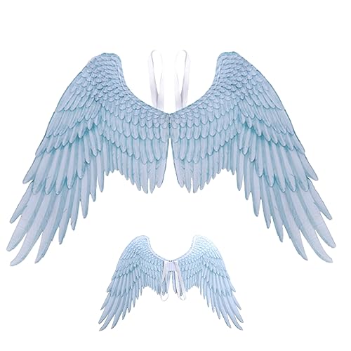 Laqerjc Dekorative Ornamente Engel Flügel für Erwachsene Unisex 3D-Größe Feder Realistische Halloween Engel Elastic Schultergurt Nicht gewebter Kostüm von Laqerjc