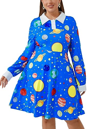 Laqeyko Frauen Plus Size Miss Frizzle Kleid Peter Pan Kragen Wissenschaft Lehrer Magie Schule Bus Kostüm Galaxie Weltraum Planet Halloween Kleid Blau LA246-1-2XL Laqeyko Frauen Plus Size Miss Frizzle Kleid Peter Pan Kragen Wissenschaft Lehrer Magie Schule Bus Kostüm Galaxie Weltraum Planet Halloween Kleid Blau LA246-1-2XL von Laqeyko