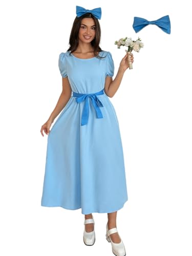 Laqeyko LA260-XL Damen-Maxikleid für Halloween, Cosplay, Prinzessin, Rundhalsausschnitt, Puffärmel, X-Linie mit Schleife, Größe XL, Blau Laqeyko LA260-XL Damen-Maxikleid für Halloween, Cosplay, Prinzessin, Rundhalsausschnitt, Puffärmel, X-Linie mit Schleife, Größe XL, Blau von Laqeyko