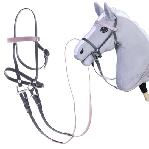 LarDen Hobby Horse Trense mit Zügeln | Komplettes Kunstlederzaumzeug Grau mit Pink Stirnriemen | Hobbyhorse Zubehör | für Steckenpferd, Stockpferd, Hobby Horsing, Spielpferd LarDen Hobby Horse Trense mit Zügeln | Komplettes Kunstlederzaumzeug Grau mit Pink Stirnriemen | Hobbyhorse Zubehör | für Steckenpferd, Stockpferd, Hobby Horsing, Spielpferd von LarDen