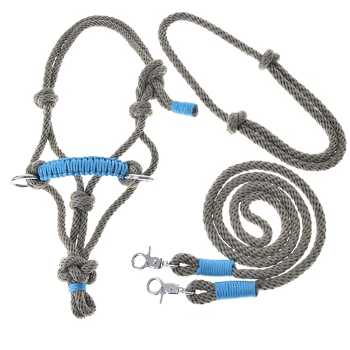 LarDen Hobby Horse Zubehör SeilSet - Halfter mit Zügel & Halsring für Größe S Steckenpferd - Natur Blau, Stockpferd Set, Hobby Horsing Pferd, Spielzeug Kinder, Spielpferd, Hobbyhorse von LarDen