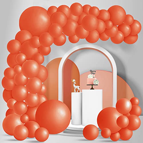 Larber Orange Lufballon Girlande Bogen Set, 100 Stück Verschiedene Größen Orangefarbene Latexballons für Geburtstag Herbst Halloween Abschlussfeier Dekoration von Larber