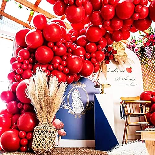 Larber 100 Stück Luftballons Rot Luftballons Geburtstag Girlande Rot Latex Ballons Rotes Ballons Bogen Set für Geburtstag Hochzeit Weihnachten Valentinstag Jubiläum Dekoration von Larber