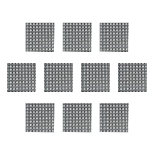 Larcele 10 Stück Bausteine Grundplatte, Bauplatte Nur für Unsere Mini Blöcke, Kompatibel mit den Meisten Marken JMDB-02 (Quadratisch, Grau) von Larcele