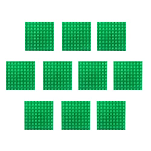 Larcele 10 Stück Bausteine Grundplatte, Bauplatte Nur für Unsere Mini Blöcke, Kompatibel mit den Meisten Marken JMDB-02 (Quadratisch, Grün) von Larcele