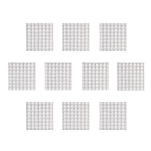 Larcele 10 Stück Bausteine Grundplatte, Bauplatte Nur für Unsere Mini Blöcke, Kompatibel mit den Meisten Marken JMDB-02 (Quadratisch, Weiß) von Larcele