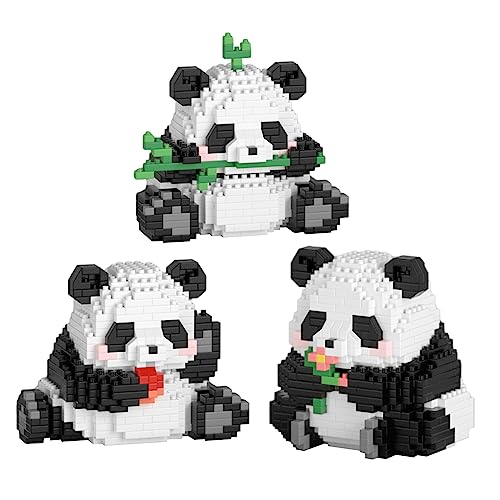 Larcele 720 Stücke Mikro Bausteine Spielzeug Kit, Mini Bricks Bauen Bauklötze Satz KLJM-09 Mehrweg (3 in 1 Panda A) von Larcele