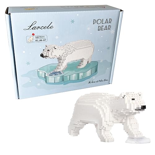 Larcele 1077 Stücke Mikro Bausteine Spielzeug Kit, Mini Bricks Bauen Bauklötze Satz KLJM-07 Mehrweg (Eisbär) von Larcele