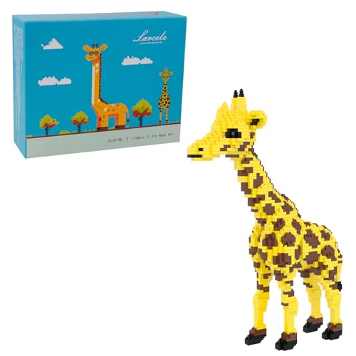 Larcele 1138 Stücke Mikro Bausteine Spielzeug Kit, Mini Tier Bricks Bauen Bauklötze Satz KLJM-08 (Giraffe) von Larcele