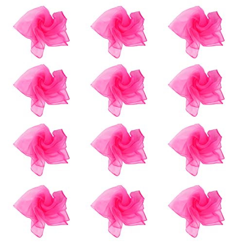 Larcele 12 Pcs Square Dance Jonglieren Schals für Kinder Mädchen Party Aktivitäten Zubehör Dekoration WDSJ-02 (Dunkel Rosa) von Larcele