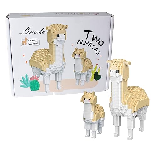 Larcele 1258 Stücke Mikro Bausteine Spielzeug Kit, Mini Bricks Bauen Bauklötze Satz KLJM-07 Mehrweg (Zwei Alpakas) von Larcele