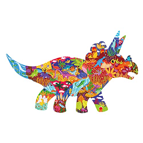 Larcele 150 Pieces Animals Puzzle Toys, Preschool Puzzle Puzzle Toys Suitable for Children from 3 Years Old Girls Boys Gifts YXPT-01（Triceratops Shaped Puzzle） von Larcele