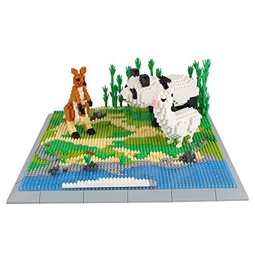 Larcele 1950 Stücke Mikro Bausteine Spielzeug Kit, Mini Tier Bricks Bauen Bauklötze Satz KLJM-04(Känguru, Panda, Schaf) Mehrweg von Larcele