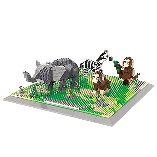 Larcele 1980 Stücke Mikro Bausteine Spielzeug Kit, Mini Tier Bricks Bauen Bauklötze Satz KLJM-04(Elefant, AFFE, Zebra) von Larcele