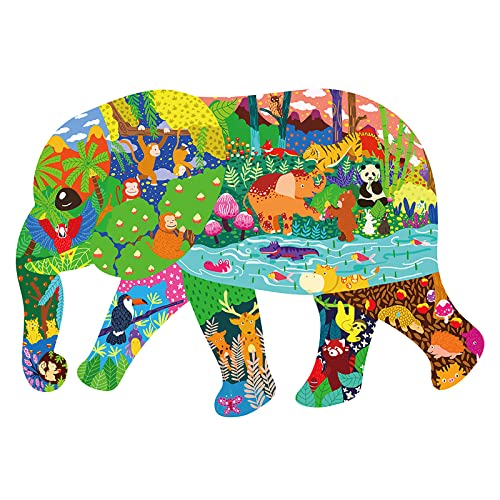 Larcele 200 Stück Tiere Puzzle Spielzeug, Vorschule Puzzle Spielzeug geeignet für Kinder über 3 Jahre alt Mädchen Jungen Geschenke YXPT-01（Elefant 200 Tabletten） von Larcele