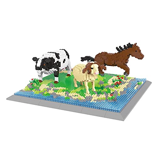 Larcele 2018 Stücke Mikro Bausteine Spielzeug Kit, Mini Tier Bricks Bauen Bauklötze Satz KLJM-04(Kuh, Pferd, Schaf) Mehrweg von Larcele
