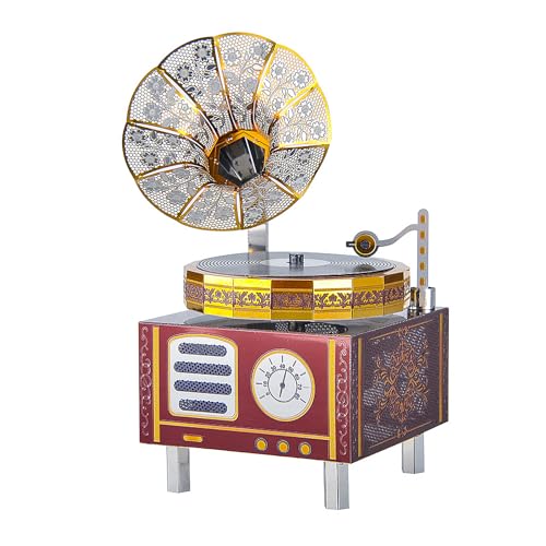 Larcele 3D Metall Puzzle Rotierende Spieluhr Kits DIY Montage Vintage Grammophon Modellbau Spieluhr für Zuhause und Büro Dekoration BYHPZ-01 Larcele 3D Metall Puzzle Rotierende Spieluhr Kits DIY Montage Vintage Grammophon Modellbau Spieluhr für Zuhause und Büro Dekoration BYHPZ-01 von Larcele