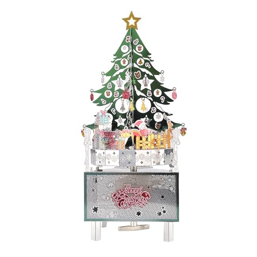 Larcele 3D Metall Puzzle Rotierende Spieluhr Kits DIY Montage Weihnachtsbaum Modellbau Spieluhr für Haus und Büro Dekoration BYHPZ-01 von Larcele