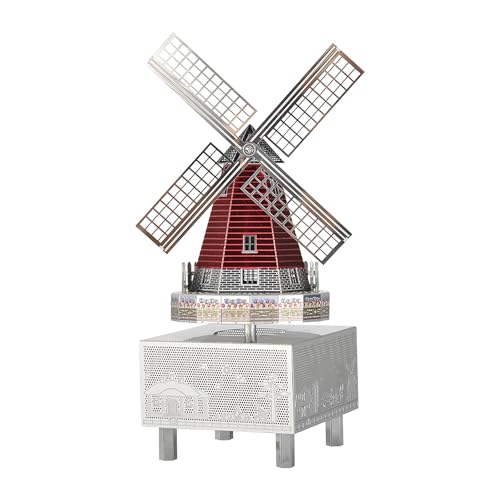 Larcele 3D Metall Puzzle Rotierende Spieluhr Kits DIY Montage Windmühle Modellbau Spieluhr für Haus und Büro Dekoration BYHPZ-01 von Larcele