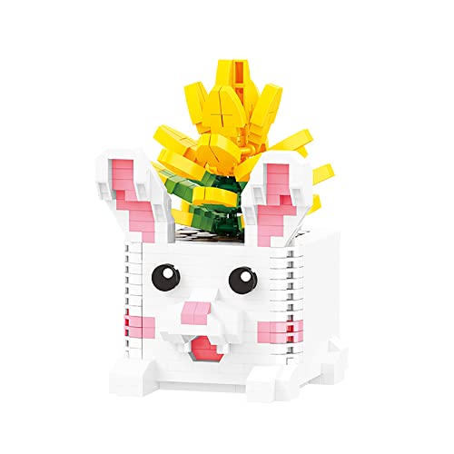 Larcele 501 Stücke Mikro Bausteine Spielzeug Kit, Mini Tier Bricks Bauen Bauklötze Satz KLJM-08 (Kaninchen, gelbe Agave) von Larcele