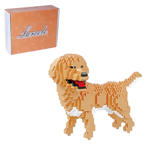 Larcele 824 Stücke Mikro Bausteine Spielzeug Kit, Mini Tier Bricks Bauen Bauklötze Satz KLJM-05(Golden Retriever) Mehrweg von Larcele