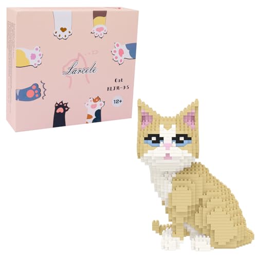 Larcele 924 Stücke Mikro Bausteine Spielzeug Kit, Mini Katze Bricks Bauen Bauklötze Satz KLJM-05(Golden Shorthair Katze) von Larcele