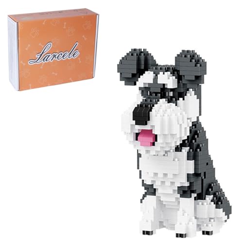 Larcele 934 Stücke Mikro Bausteine Spielzeug Kit, Mini Tier Bricks Bauen Bauklötze Satz KLJM-05(Schnauzer) Mehrweg von Larcele