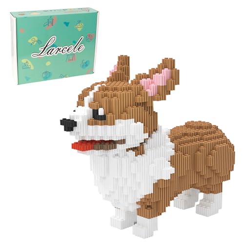 Larcele Corgi Hund Bausteine Spielzeug Bricks Tier Bauen Bauklötze,3274 Stücke KLJM-02 Mehrweg (Großer Corgi) von Larcele