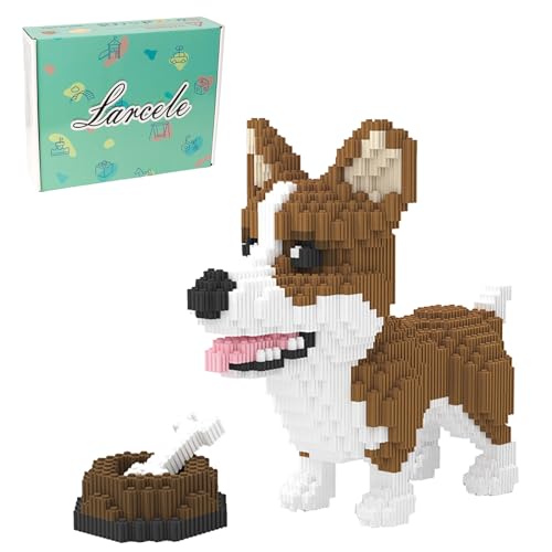 Larcele Corgi Hund Bausteine Spielzeug Bricks Tier Bauen Bauklötze,4819 Stücke KLJM-02 Mehrweg (Corgi Hund und Futter) von Larcele