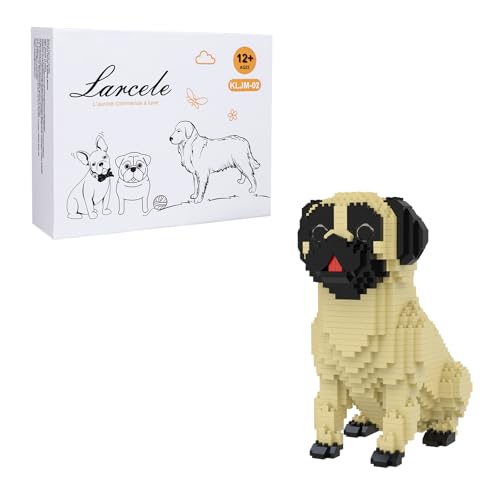 Larcele DIY Mikro Hund Bausteine Spielzeug Bricks Sate für ab 12 Jahren, 1033 Stücke KLJM-02 (Hund Mops) von Larcele