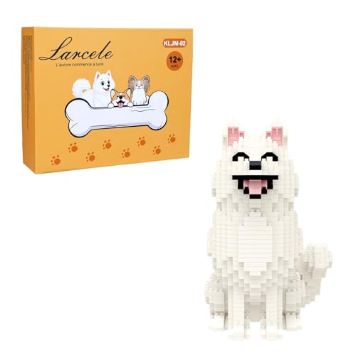 Larcele DIY Mikro Hund Bausteine Spielzeug Bricks Sate für ab 12 Jahren, 991 Stücke KLJM-02 (Hund Samojede) von Larcele