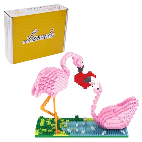 Larcele Mikro Flamingo Bausteine Spielzeug Bricks Tier Bauen Bauklötze,1500 Stücke KLJM-02 Mehrweg (Flamingo) von Larcele