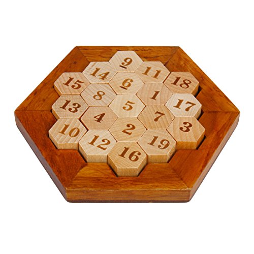 Larcele Hölzernes Mathe Hexagon Zahlenpuzzle Sudoku Brettspiel FWPP-01 von Larcele