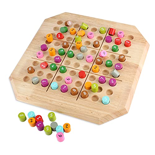 Larcele Holz Sudoku Puzzle Brettspiel Mathe Denksport Spielzeug SD-10 (bunt) von Larcele