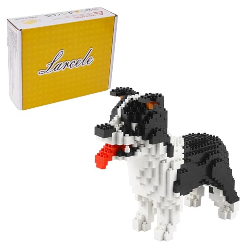 Larcele 950 Stück Border Collie Hund Mikro-Bausteine, Tiere, Mini-Bausteine, Spielzeug, KLJM-02 (Border Collie) von Larcele