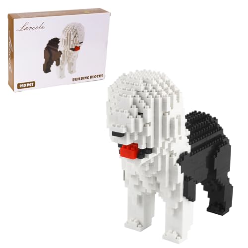Larcele Mikro Hund Bausteine Spielzeug Bricks Haustier Bauen Bauklötze,950 Stücke KLJM-02 (Altenglischer Schäferhund) Mehrweg von Larcele