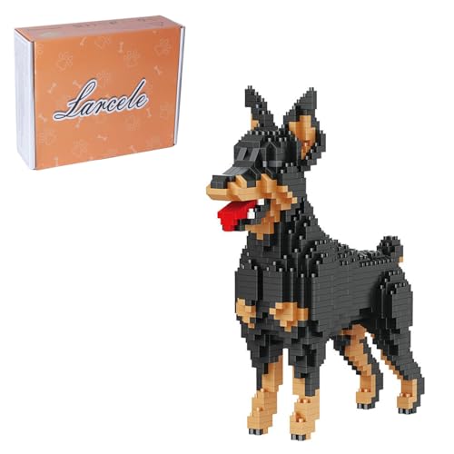 Larcele Mini Bausteine Tier Set, DIY Micro 3D Bauspielzeug Ziegel, 957 Teile KLJM-05(Dobermann) von Larcele