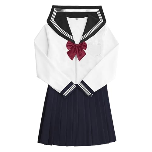 Larcele Schuluniform-Kleid Japanische Schulmädchen Uniform Matrosenanzug Navy Blau SSF-01(S) MEHRWEG von Larcele