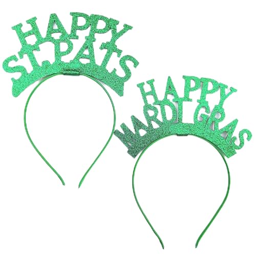 2 Stück St.Patricks Day Stirnbänder,Irische Grüne Haarbänder St.Patrick's Day Stirnbänder Party Dekorationen Pailletten Buchstaben Kopfbedeckungen Haarschmuck,irische Festivals,Party-Dekoration von Larfraecy