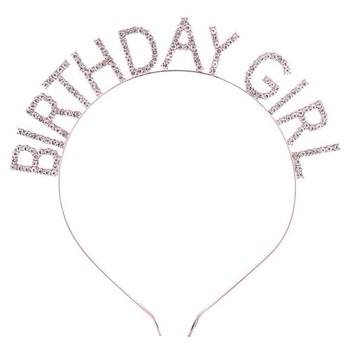 Geburtstag Tiara Kronen Mädchen Stirnband 1PCS BIRTHDAY GIRL Alphabet-Haarbänder,Metall Geburtstag Haarband,Bling Strass Haarband für Geburtstag Party Supplies (Roségold) von Larfraecy
