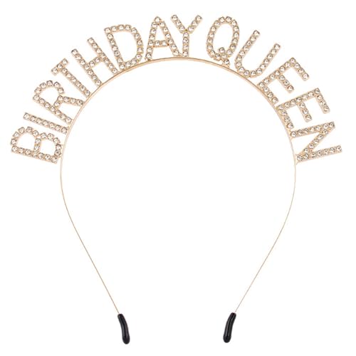 Geburtstag Tiara Kronen Mädchen Stirnband 1PCS Birthday Queen Alphabet-Haarbänder,Metall Geburtstag Haarband,Bling Strass Haarband für Geburtstag Party Supplies (Gold) von Larfraecy