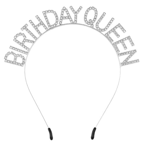 Geburtstag Tiara Kronen Mädchen Stirnband 1PCS BIRTHDAY QUEEN Alphabet-Haarbänder,Metall Geburtstag Haarband,Bling Strass Haarband für Geburtstag Party Supplies (Silber) von Larfraecy