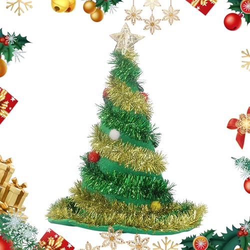 Lustige Weihnachtsbaummütze, Neuartiger Weihnachtshut für Erwachsene Gold Grün Pailletten Weihnachtsmann Party Hexenhut Weihnachten Fancy Dress Zubehör Xmas Party Alberner Hut für Frauen, Männer Lustige Weihnachtsbaummütze, Neuartiger Weihnachtshut für Erwachsene Gold Grün Pailletten Weihnachtsmann Party Hexenhut Weihnachten Fancy Dress Zubehör Xmas Party Alberner Hut für Frauen, Männer von Larfraecy